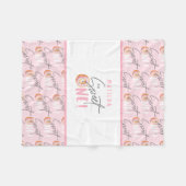 ドーナツ一ピンクガーリークモダンスクリプト フリースブランケット (正面(横))