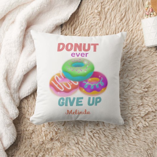 ドーナツ与え好きの名前で引用文を常に上げる クッション (ブランケット)