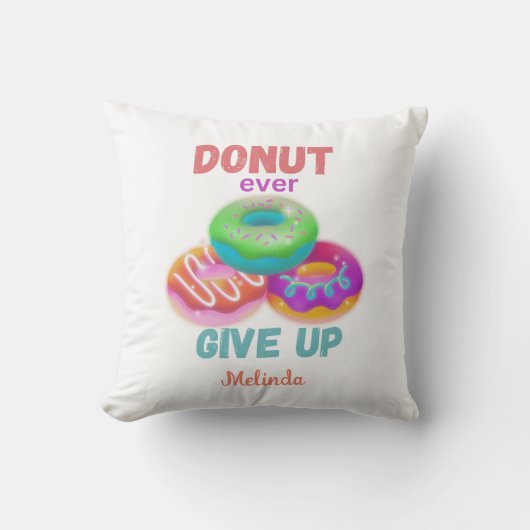 ドーナツ与え好きの名前で引用文を常に上げる クッション (正面)
