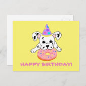 ドーナツ付きかわいいダルマティアンの子犬のはがき ポストカード (正面/裏面)