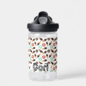 ドーナツ付きアイスクリームコーン名前をカスタムする ウォーターボトル (正面)