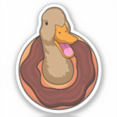 ドーナツ付きアヒル シール (正面)