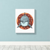 ドーナツ付きイルカ キャンバスプリント (インサイチュ (ウッドフロア))