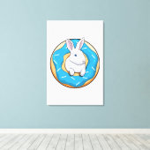 ドーナツ付きウサギ キャンバスプリント (インサイチュ (ウッドフロア))