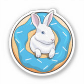 ドーナツ付きウサギ シール (正面)