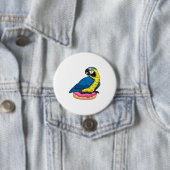 ドーナツ付きオウム 缶バッジ (インサイチュ)