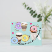 ドーナツ付きコーヒーカップ |ありがとうございます ポストカード (スタンド正面)