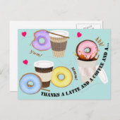 ドーナツ付きコーヒーカップ |ありがとうございます ポストカード (正面/裏面)