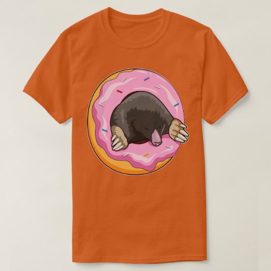 ドーナツ付きモグラ1 Tシャツ (デザイン正面)
