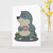 ドーナツ付きモグラ カード (黄色い花)