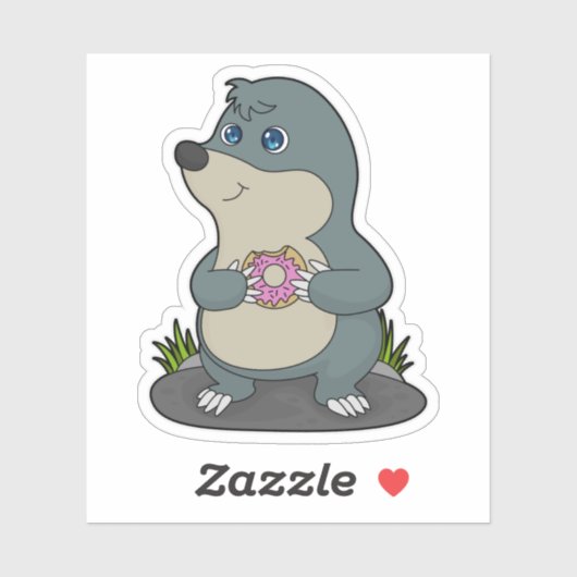 ドーナツ付きモグラ シール (シート)