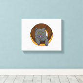 ドーナツ付き猫 キャンバスプリント (インサイチュ (ウッドフロア))