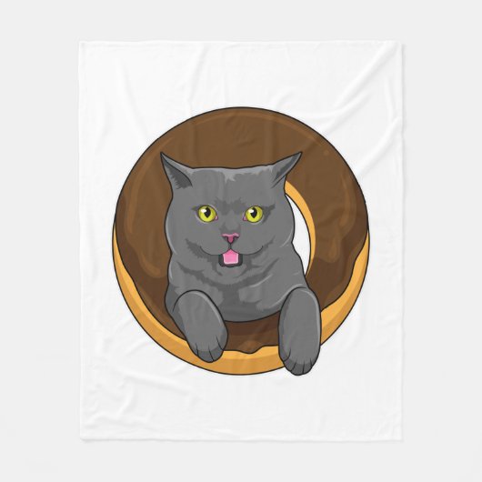 ドーナツ付き猫 フリースブランケット (正面)