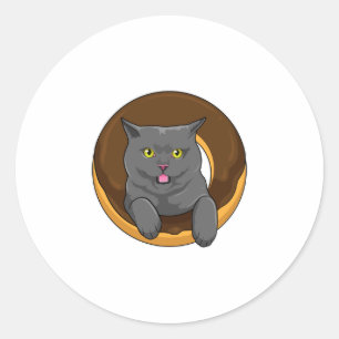ドーナツ付き猫 ラウンドシール