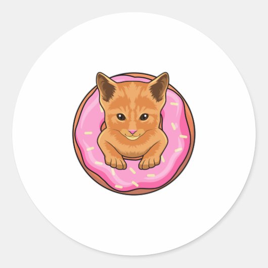 ドーナツ付き猫 ラウンドシール (正面)