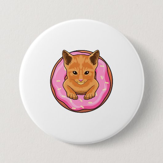ドーナツ付き猫 缶バッジ (正面)