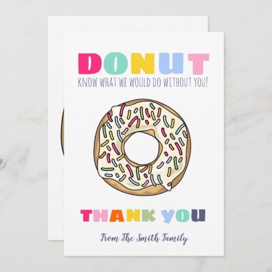 ドーナツ何をすべきか先生ギフトカードホルダー 招待状 (正面/裏面)