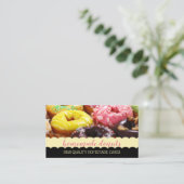 ドーナツ写真おいしいピンクブラウン 名刺 (スタンド正面)