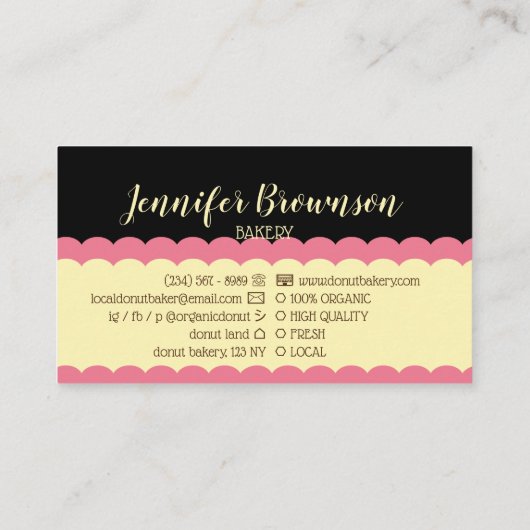 ドーナツ写真おいしいピンクブラウン 名刺 (裏面)