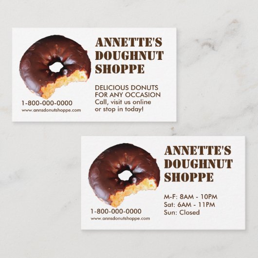 ドーナツ写真のドーナツ店の名刺 名刺 (正面/裏面)