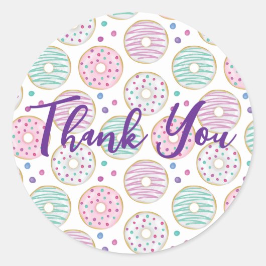 ドーナツ型かわいいカラフルありがとう ラウンドシール (正面)