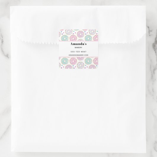 ドーナツ型かわいいカラフルビジネス スクエアシール (バッグ)