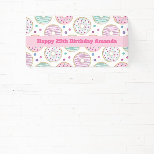 ドーナツ型かわいいカラフル誕生日バナー 横断幕 (インサイチュ)