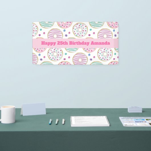 ドーナツ型かわいいカラフル誕生日バナー 横断幕 (トレードショー)