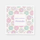 ドーナツ型かわいいカラフル誕生日 スタンダードカクテルナプキン (正面)