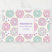 ドーナツ型かわいいカラフル誕生日 スパークリングワインラベル (シングルラベル)