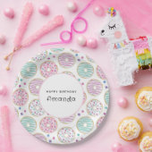 ドーナツ型かわいいカラフル誕生日 ペーパープレート (パーティー)