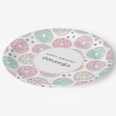 ドーナツ型かわいいカラフル誕生日 ペーパープレート (アングル)