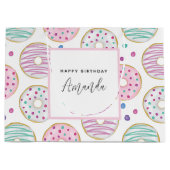 ドーナツ型かわいいカラフル誕生日 ラージペーパーバッグ (正面)