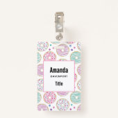 ドーナツ型かわいいカラフル バッジ (裏面クリップ)