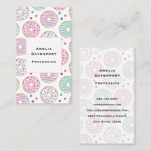ドーナツ型かわいいカラフル 名刺 (正面/裏面)