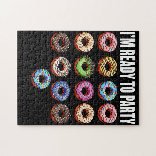 ドーナツ型スナック食品おもしろいクリエイティブパターン ジグソーパズル (横)