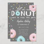 ドーナツ失敗このパーティーの誕生日 招待状 (正面/裏面)