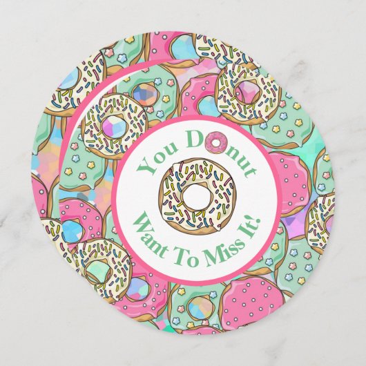 ドーナツ失敗それドーナツ誕生会Invitation2 招待状 (正面/裏面)