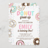 ドーナツ女の子の甘い誕生日の招待 招待状 (正面/裏面)