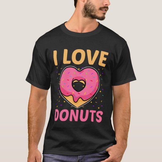 ドーナツ好きのためのハート型の可愛いデザイン ドーナツ愛好家ギ Tシャツ (正面)