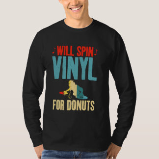 ドーナツ好きのためのレコードプレイヤー　ビニールレコード Tシャツ