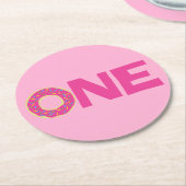 ドーナツ子どもの誕生日パーティーかわいい ラウンドペーパーコースター (アングル)