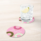 ドーナツ子どもの誕生日パーティーかわいい ラウンドペーパーコースター (インサイチュ)