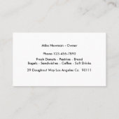 ドーナツ店のイメージの名刺 名刺 (裏面)