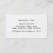 ドーナツ店のイメージの名刺 名刺 (裏面)