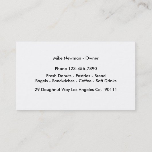 ドーナツ店のイメージの名刺 名刺 (裏面)