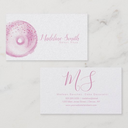 ドーナツ店ベーカリー水彩ドーナツ 名刺 (正面/裏面)