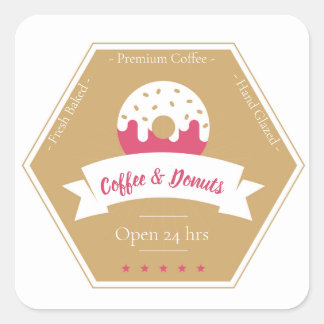 ドーナツ店ラベル スクエアシール