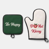 ドーナツ心配かわいいおもしろいクリスマスプレゼントイラストレーション 鍋つかみ&鍋敷きセット (正面)