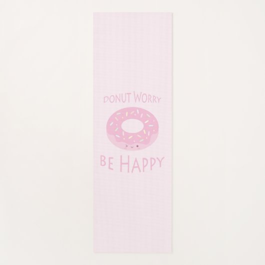 ドーナツ心配かわいいピンクのドーナツの食べ物ユーモア ヨガマット (正面)